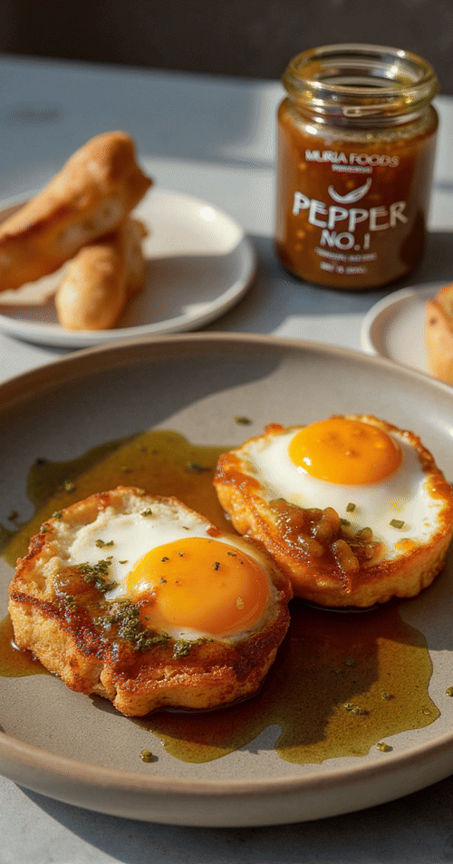 Half-Fried Eggs with Pepper No. 1 Drizzle