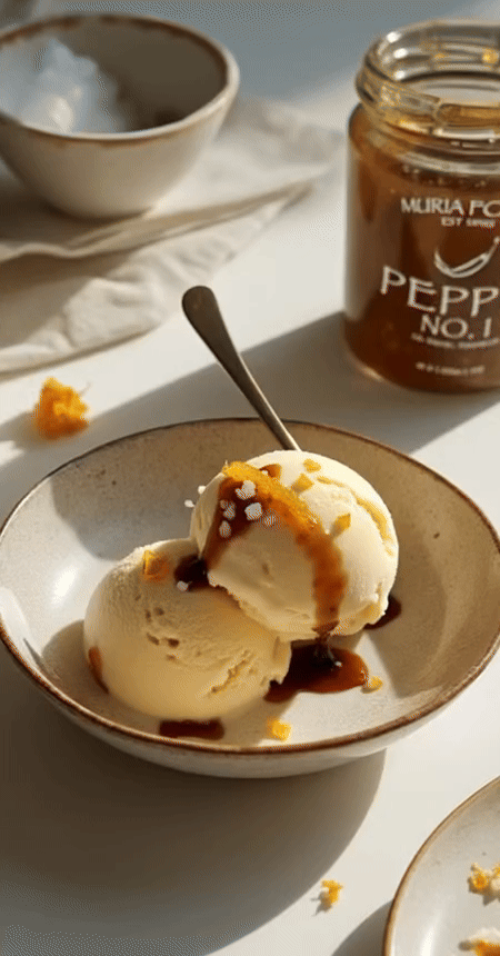 Muria Foods Pepper No. 1 - Vanilla Ice Cream with Pepper Preserve Drizzle
